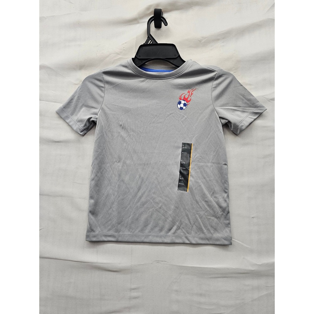 All in Motion Boys Soccer Graphic T-Shirt Gray Polyester Athletic Size Small